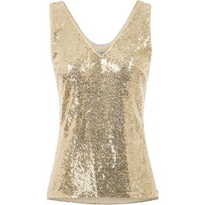 Women's Sleeveless Sparkle Sequin V-Neck Cami Sexy Club Tank Top